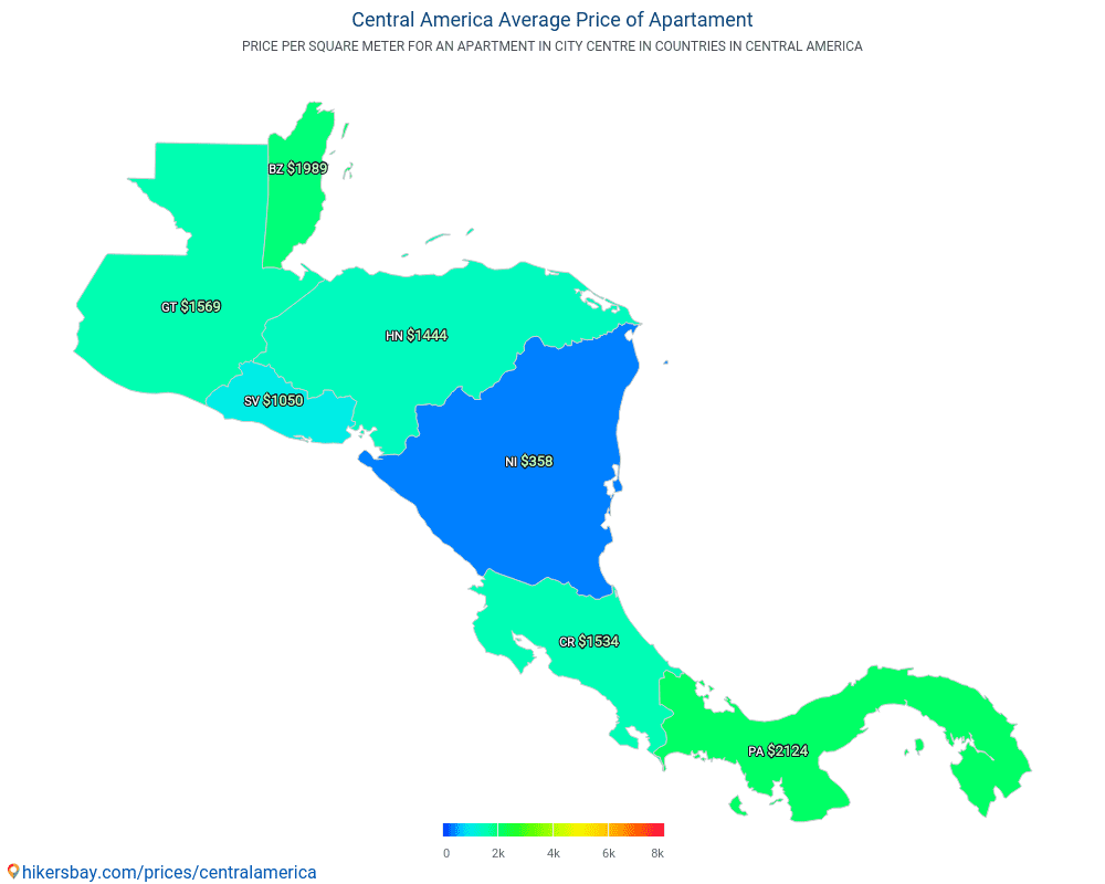 मध्य अमेरिका - मध्य अमेरिका में अपार्टमेंट की कीमत
