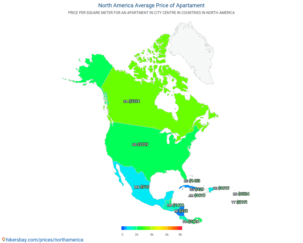 Северная Америка - Цены квартир в Северная Америка