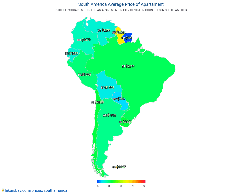 Южная Америка - Цены квартир в Южная Америка