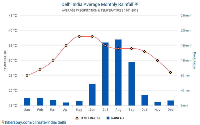 Delhi Average Monthly Rain 