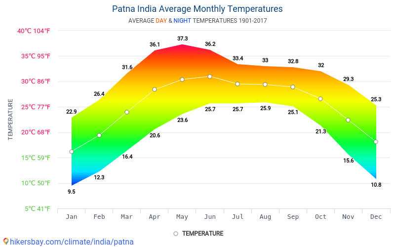 パトナ インド でのデータ テーブルおよびグラフ月間および年間気候条件