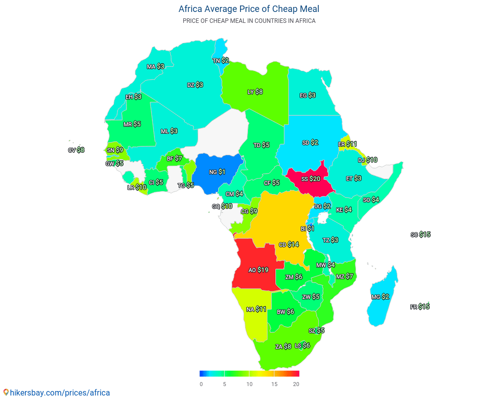 África - Quanto custa uma refeição barata em África?