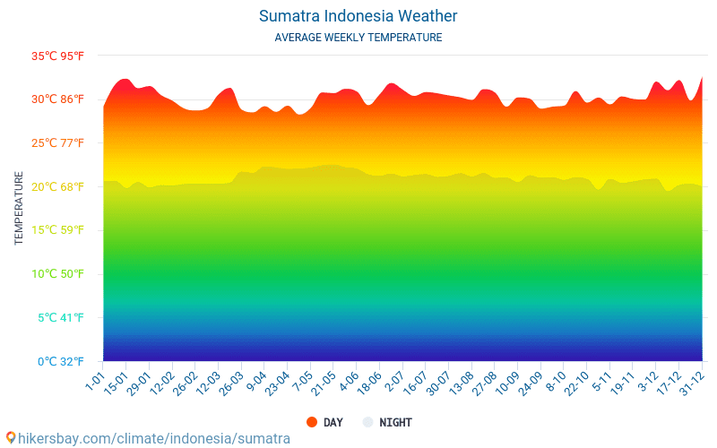 Sumatra - Average Monthly temperatures and weather 2015 - 2024 Average temperature in Sumatra over the years. Average Weather in Sumatra, Indonesia. hikersbay.com