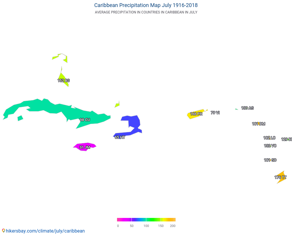 Kepulauan Karibia - Suhu rata-rata di Kepulauan Karibia selama bertahun-tahun. Cuaca rata-rata di Juli. hikersbay.com
