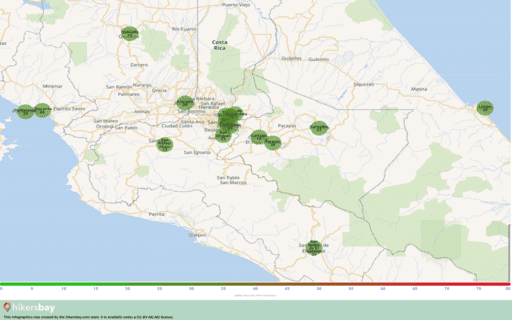 Znečištění v Quesada, Kostarika Atmosférické aerosoly (prach) o průměru nejvýše 2,5 μm hikersbay.com