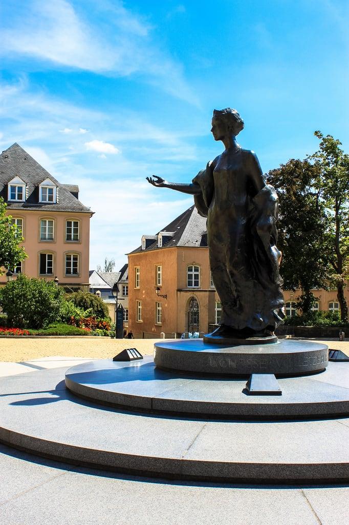 Image of Grande-Duchesse Charlotte. summer sculpture holiday statue bronze charlotte luxembourg lightroom luxemburgcity grandduchess 2013