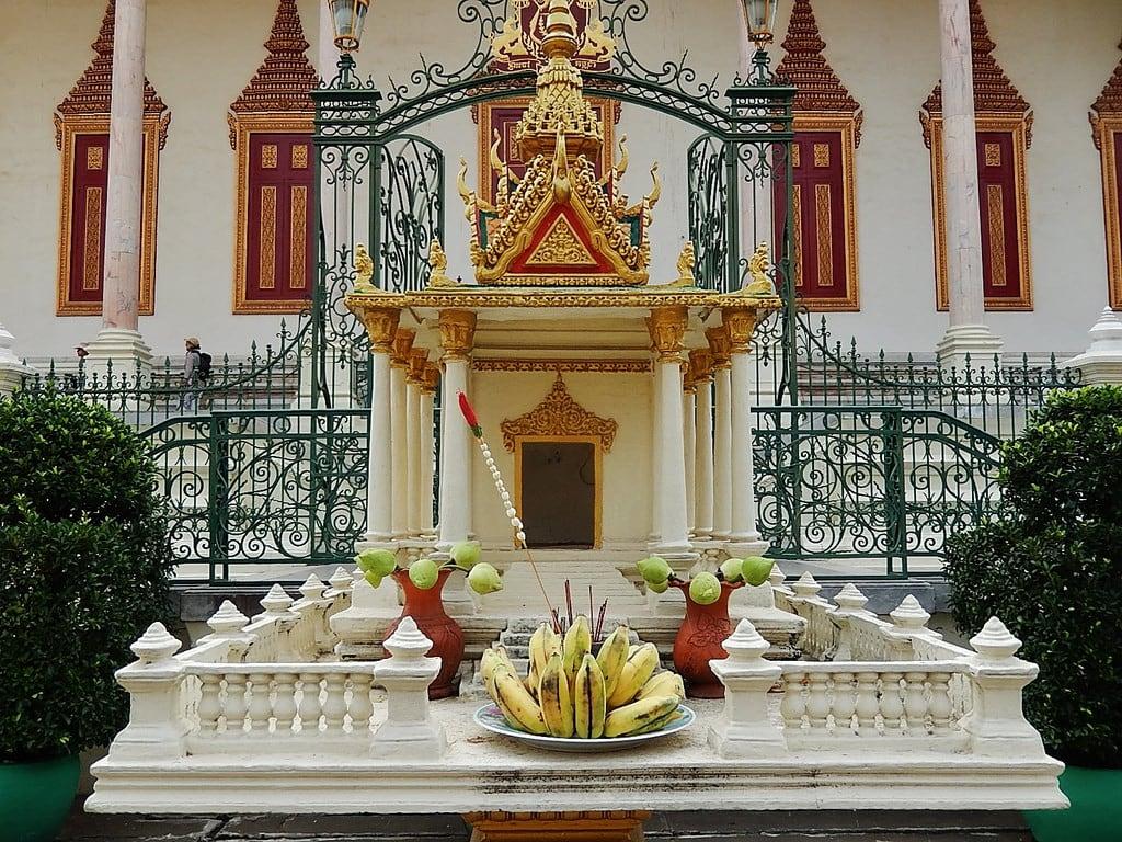 Image of Silver Pagoda. fruit gold buddhism altar bananas phnompenh offerings silverpagoda