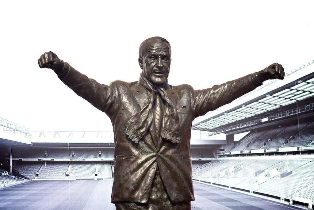 Image of Bill Shankly statue. charity statue liverpool football stadium soccer celebration international legends match local anfield liverpoolfc shankly liverpoolfootballclub billshankly cot96 cft96