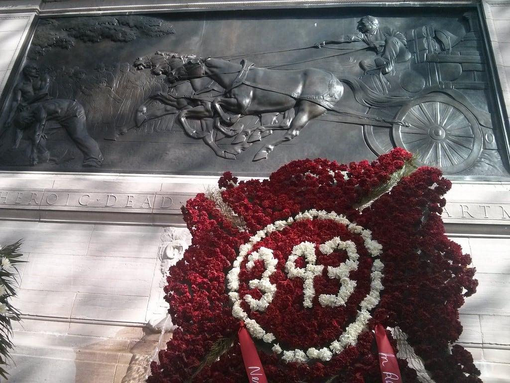 Image of Firemen's Memorial. flowers sculpture 343 firemensmemorial