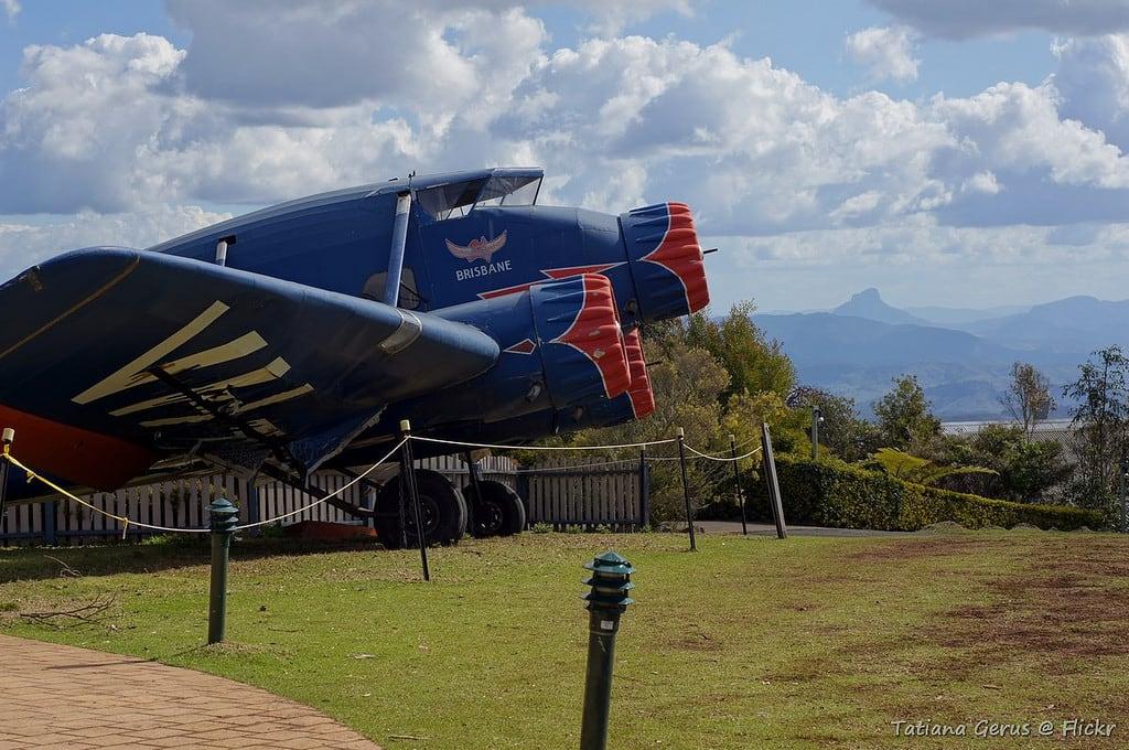 Image of Stinson replica. history airplane notes australia mount qld queensland oreillys mtlindesay lindesay