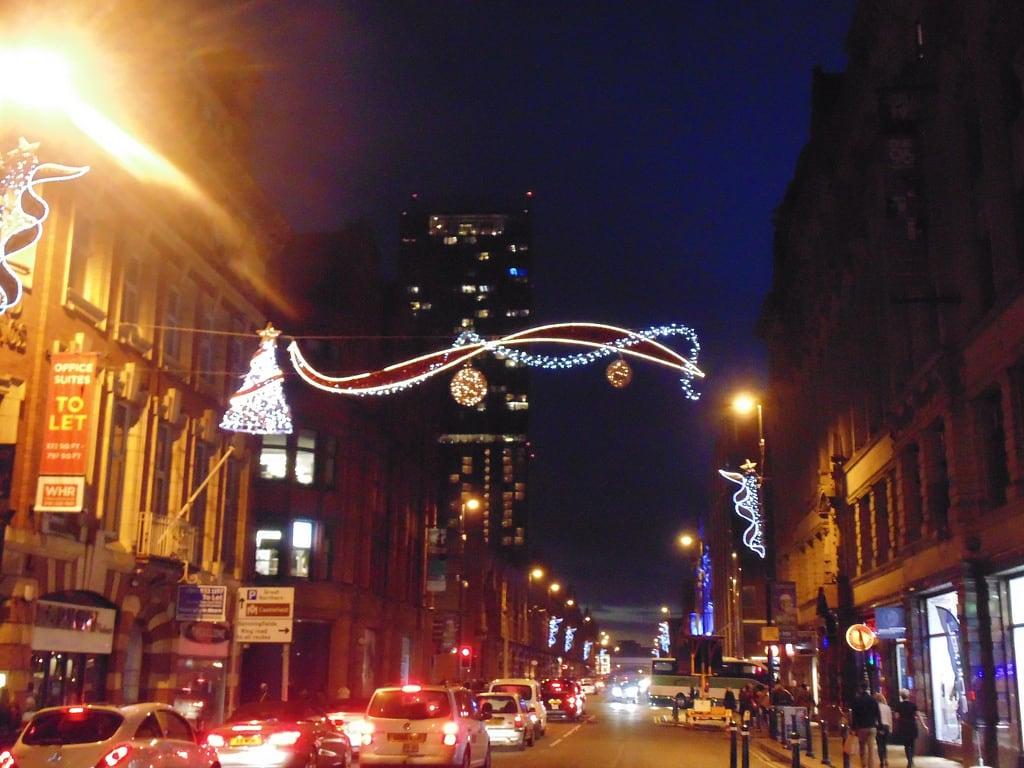 Imagine de Deansgate. geotagged xmaslights nightphotos deansgate 2014 hiltontower greatermanchester beethamtower a56road manchesterm3 sonydsch200 xmas2014