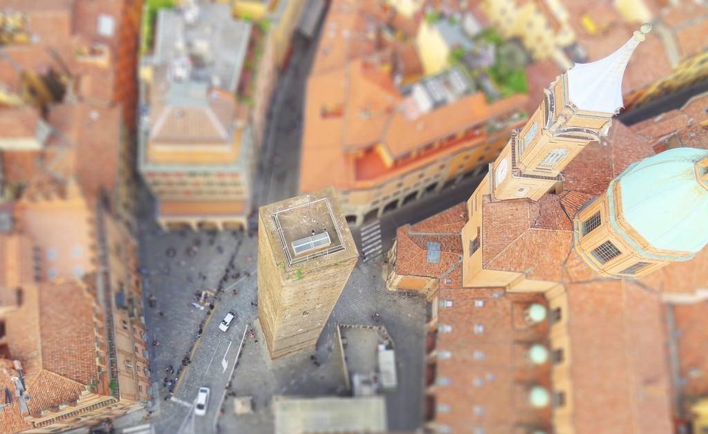 Image of Torre degli Asinelli. tower miniature model torre fake bologna plastico miniatura tiltshift modellino faketiltshift effettomodellino effettoplastico effettominiatura