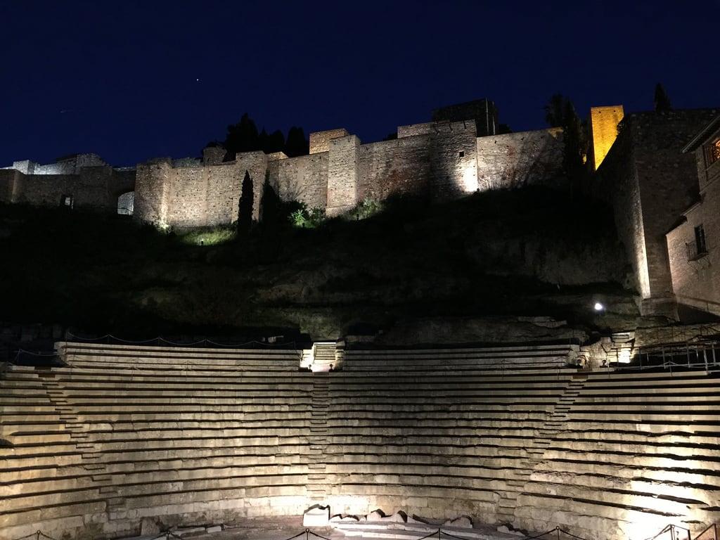 Image of Roman Theater. night spain malaga romantheater