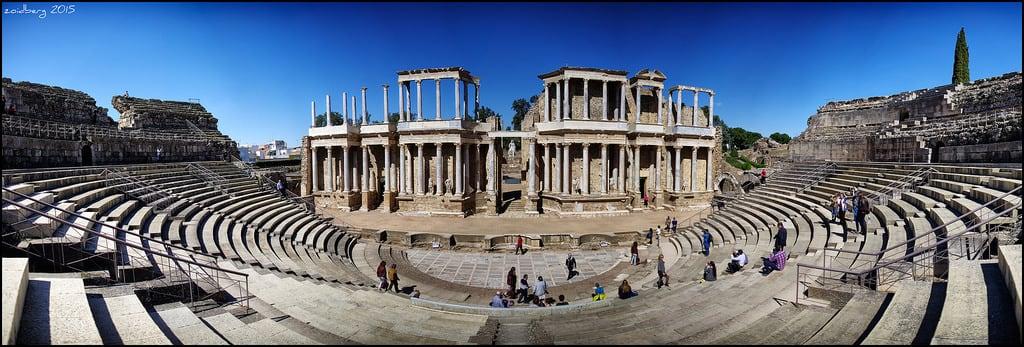 Obraz Teatro Romano. world heritage teatro ruins theater culture panoramic unesco romano merida photomerge