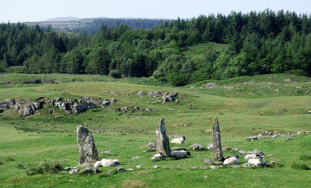 Image of Glengorm Castle. stone row alignment