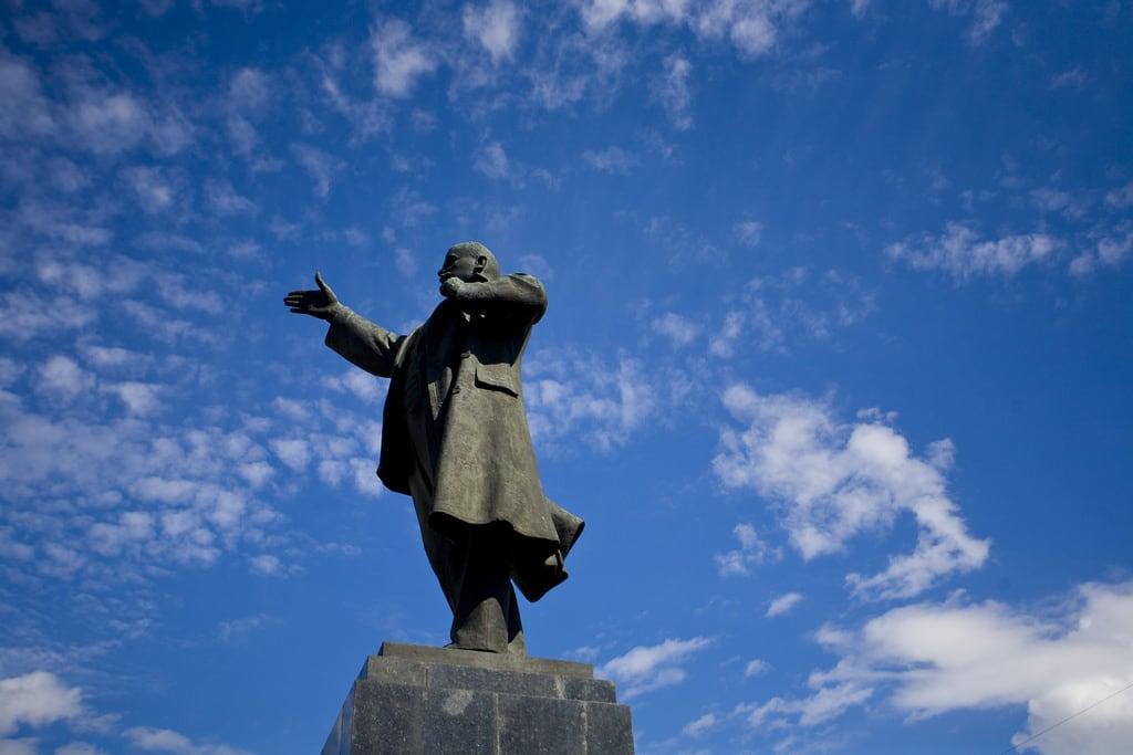 Image of Lenin Statue. russia irkutsk