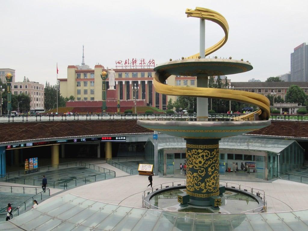 Image of Chairman Mao statue. tianfusquare chengdu sichuan china