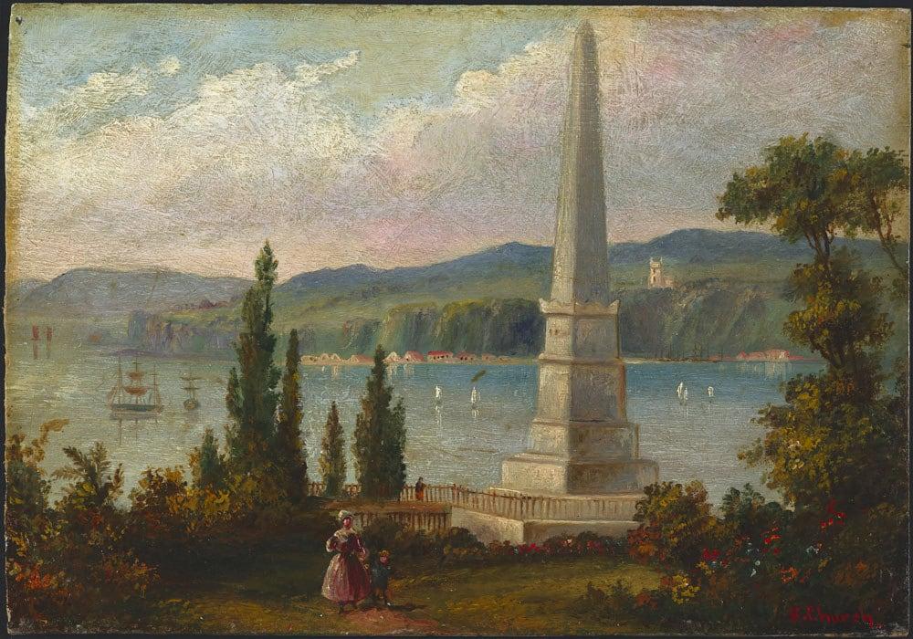 Image of Wolfe Monument. lac bac libraryandarchivescanada bibliothèqueetarchivescanada canada canada150 québec quebec art painting peinture oil huile monument wolfe montcalm williamhenrybartlett hchurch1850womanfemmeboygarçonwh coverdale collection canadianacollection wh de canadiana