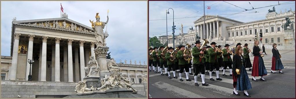 Franz Joseph I képe. mayday vienna austria brassband marching celebration music austrianparliamentbuilding