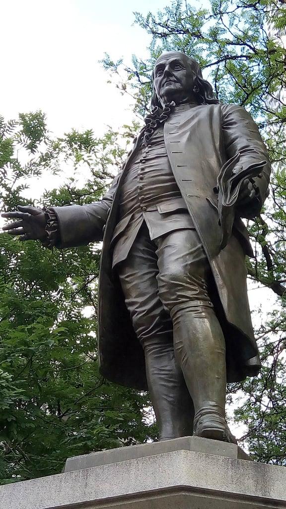 Benjamin Franklin की छवि. newyorkcity nyc manhattan downtown statue sculpture