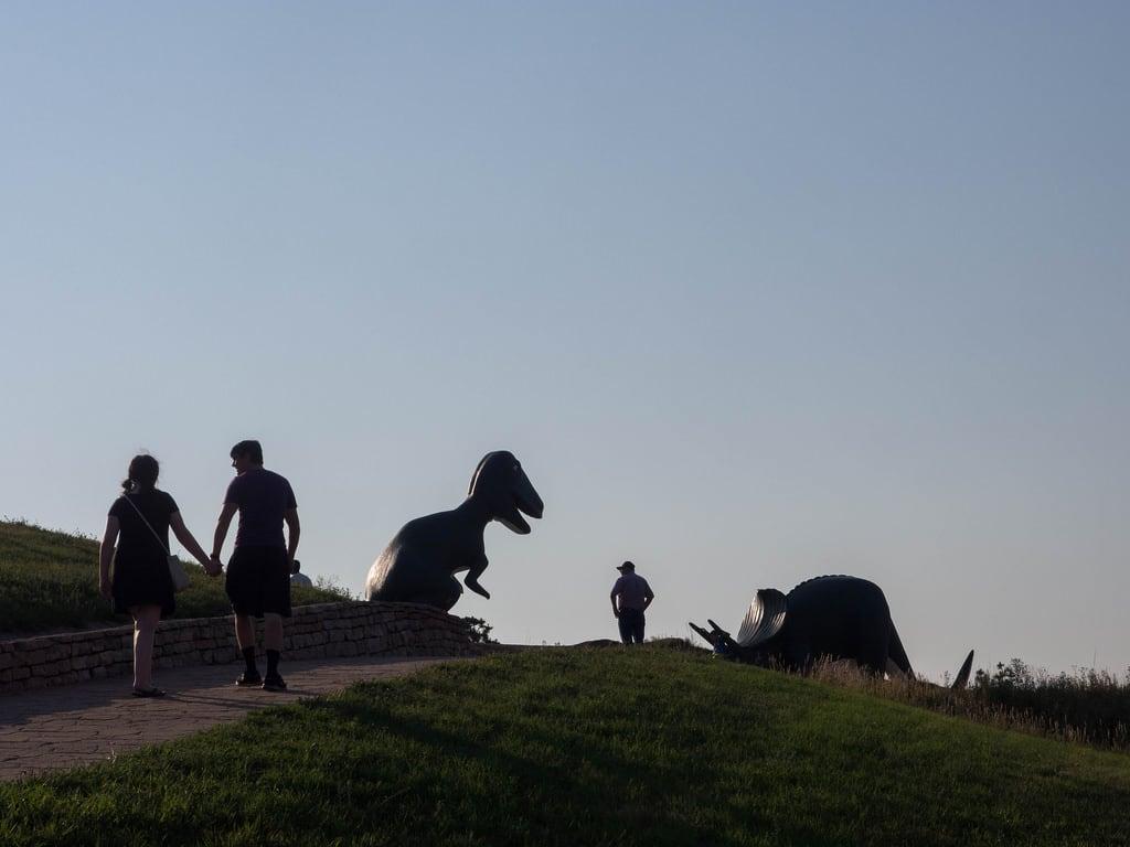 Obraz Triceratops. silhouette dinosaur rapidcity tyrannosaurusrex dinosaurpark statue triceratops southdakota unitedstates us