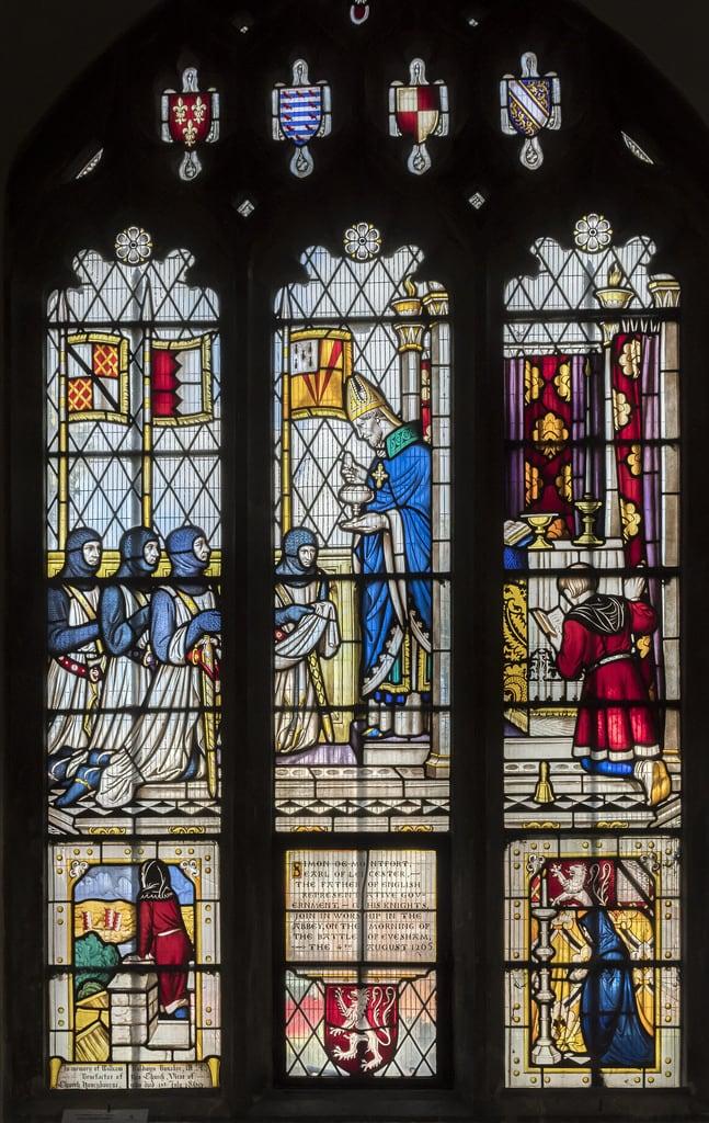 Bilde av Simon De Montfort. evesham stlawrencechurch stained glass window stainedglasswindow