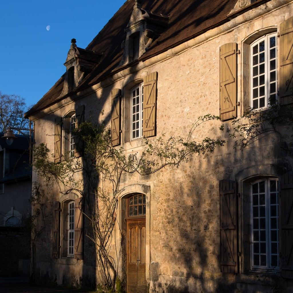 صورة Le Moustier. facade house lemoustier maison moon morning morninglight oldhouse placedeléglise platane shadow tree lune