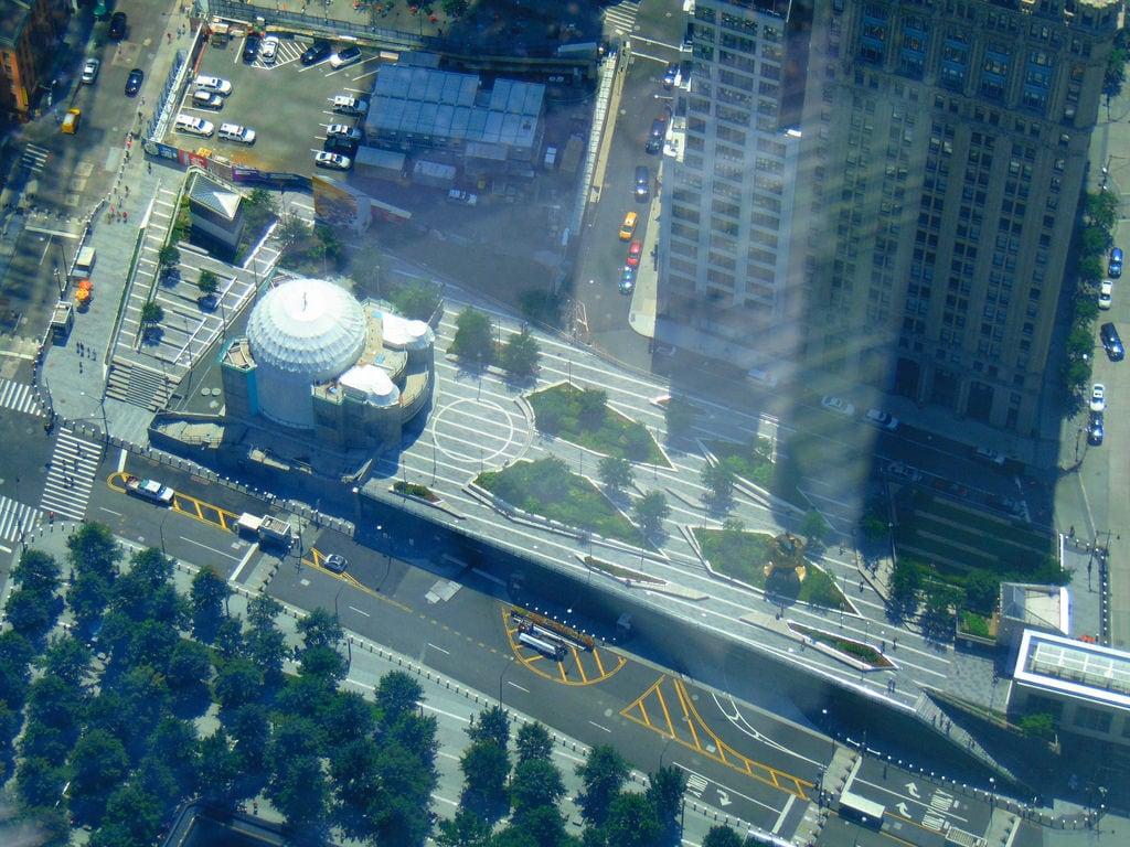 Image of The Sphere. new york city one world trade center observatory liberty park