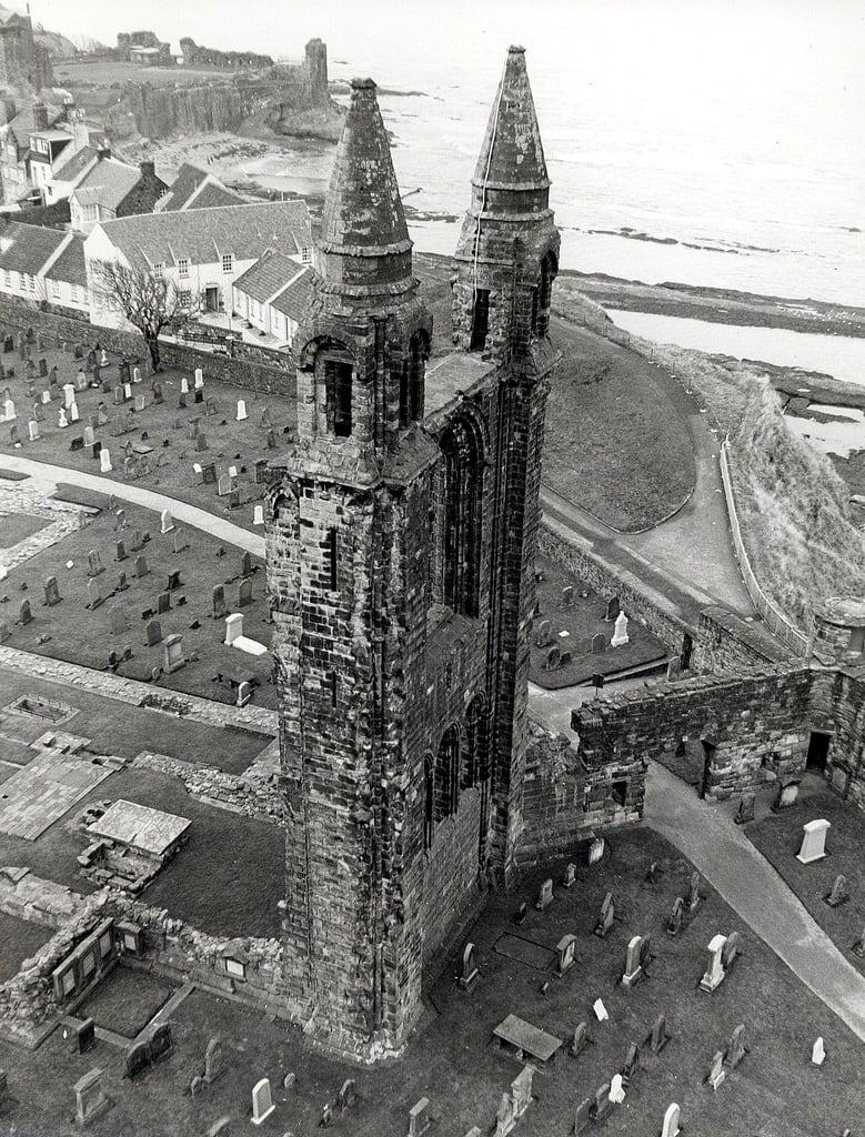 Image of St Andrews Cathedral (Ruins). cathedral golf homeofgolf ruin church churchyard futureking scotland nikkormatftn nikkormat 35mmf20ai panf ilfordpanf standrews hccity
