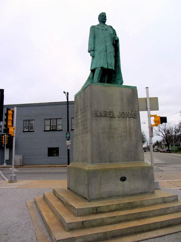 Image of Karel Jonas statue. wisconsin racine