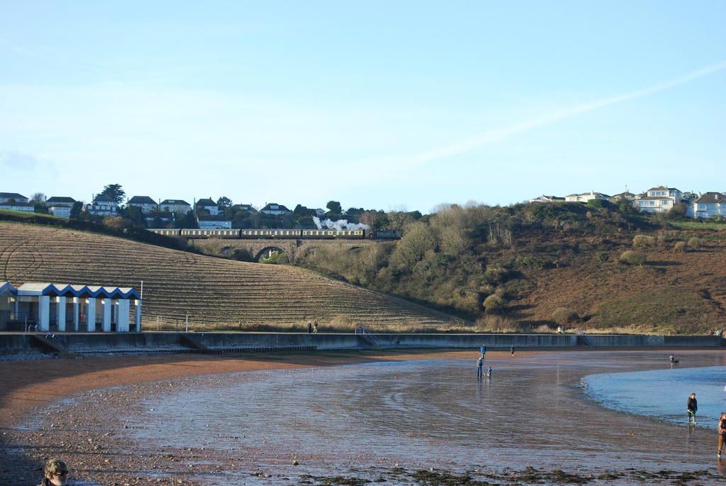 صورة Broad Sands. beach water seaside viaduct steamtrain