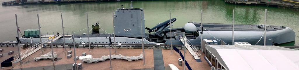 Billede af USS Growler. nyc panorama museum river stitch pano navy submarine regulus intrepid hudson uss missle growler