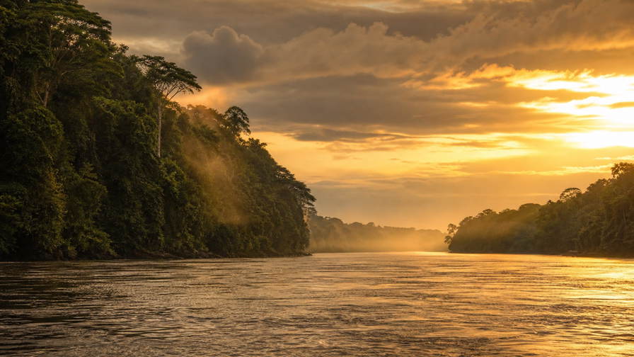 Congo-Brazzaville: okergeel vlechtwerk van de Congo over Malebo-pool golfbanden onder handelsstapelwolken, kopernevel boven een open plek in Odzala-Kokoua naar basilicatoren in Brazzaville en perkamentstapels aan de kade, mistlint van Loufoulakari-watervallen boven plateau-bosstof plus Atlantische brandinggroeven bij Pointe-Noire en boomgelextract-stof uit reservaat Lefini in de hero - achtergrond voor XAF marché-streepjes, USD rivier-charter-stempelvouwen bij veerboot-glijkais in Kinkala en cacao-weegbriefjesbanden in Dolisie.