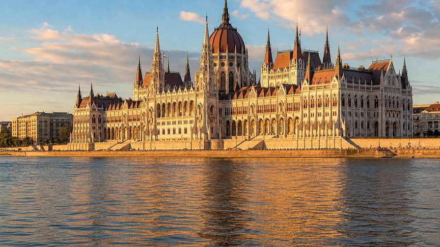 Hongarije: rivierparlement-silhouetten, stoom van thermen en Puszta-horizon in de header - haak voor lángos, paprika-markten en huur per wijk in Boedapest.